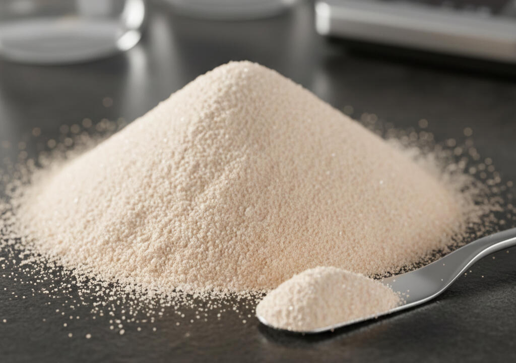 A mound of professional grade Cerium Oxide The image focuses on the main component in the kit, cerium oxide. This is the stage 1 polish that does the heavy lifting to remove the light scuffs and scratches on glass